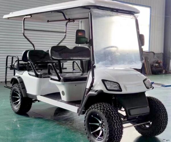 GA6 6-Seater Electric Golf Cart (4+2) Factory Direct FCL - ORVIK Model GA6 4+2 seater electric golf cart for resorts and villas. Features rust-proof galvanized chassis and 60V system. Custom LiFePO4 available. Inquire for FCL Price.