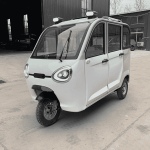 Wholesale 1000W 5-door enclosed electric passenger trike. Features A/C options, heater & Arctic-ready chassis for campus transit. Get factory FCL quotes.