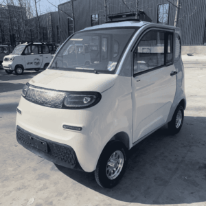 Wholesale enclosed electric shuttle (2-door, 4-seater). Highly modular: upgrade to A/C, steering wheel, and solar roof for off-grid campuses. Get FCL quotes.
